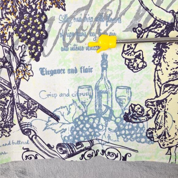 Cactus Bay Top Medium Vintage Y2K Chardonnay Wine Rhinestones All Over Print - Picture 3 of 7